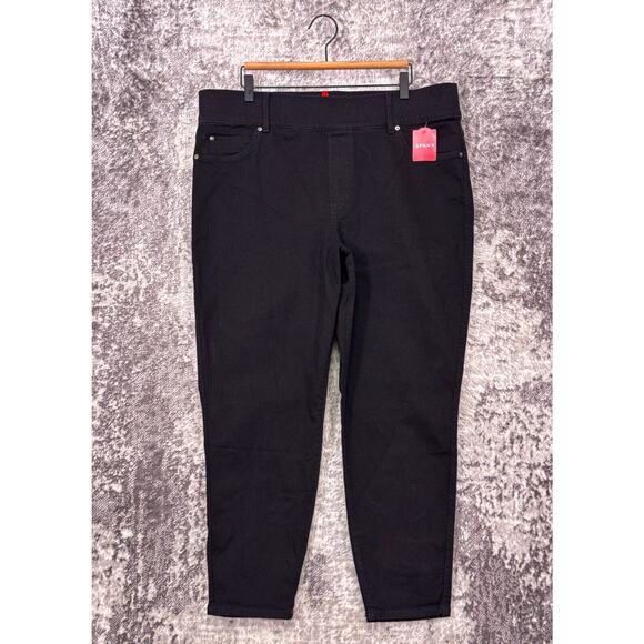 New SPANX Jeans 2X Womens Ankle Skinny Clean Black Denim Plus Size - Picture 1 of 7